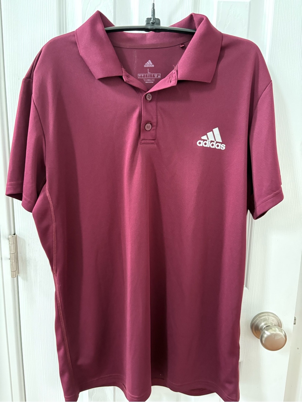 adidas Men’s Maroon Climalite Polo with White Logo